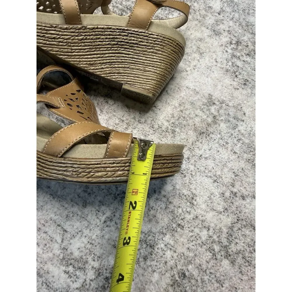 Umberto Raffini Orchid Sandal Brown Leather Wedges Shoes Size 7.5 Boho Comfort